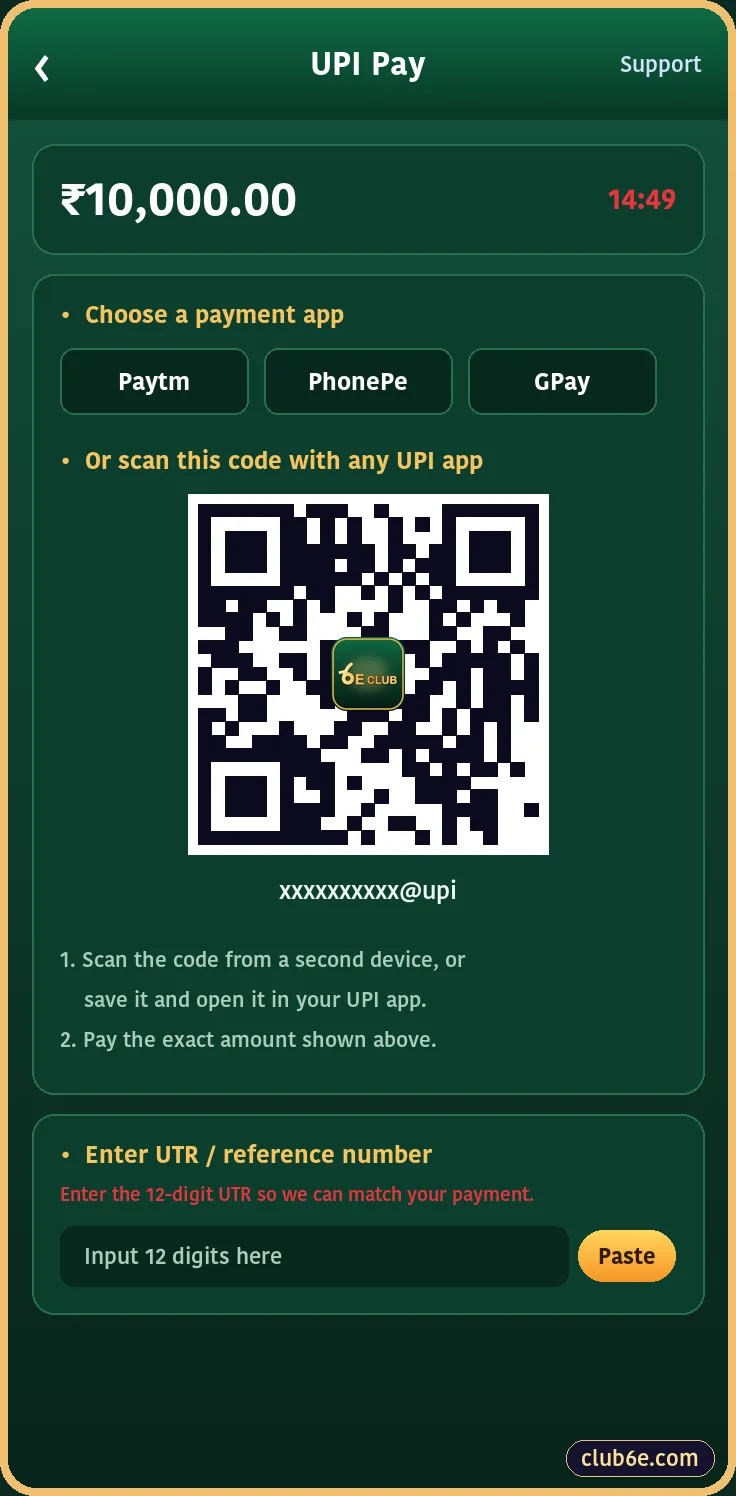 6E Club UPI payment