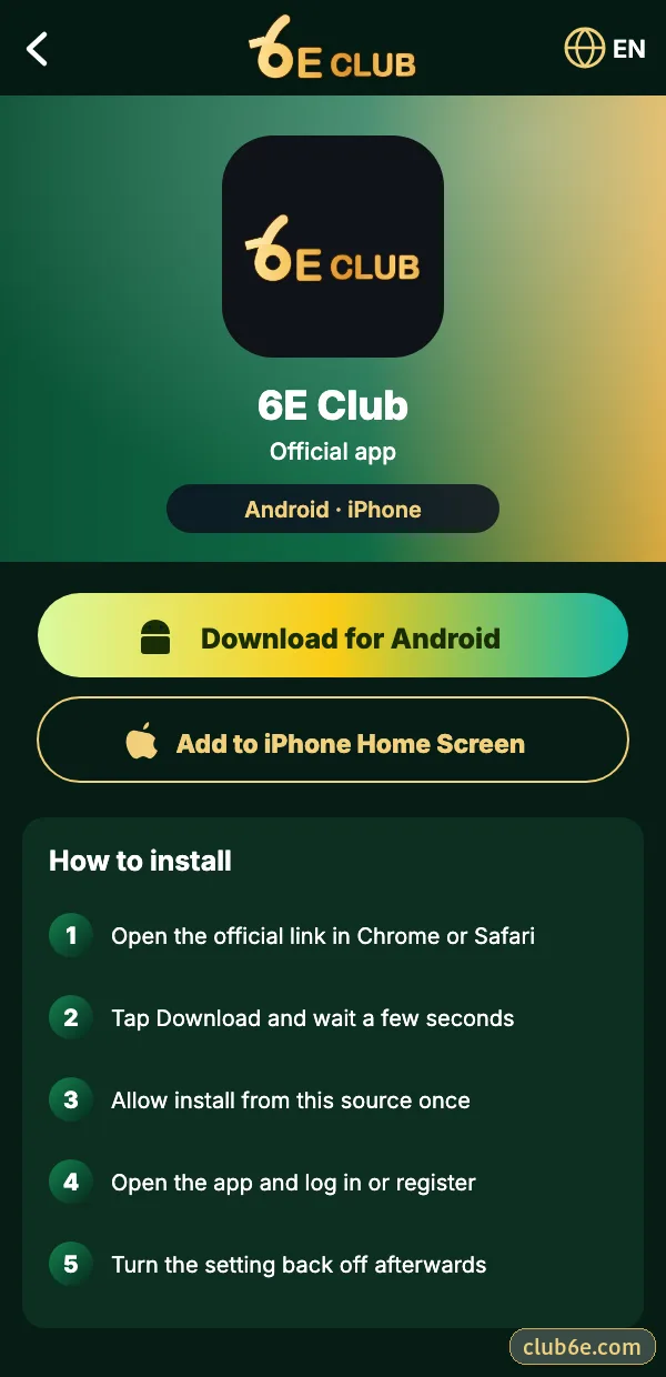6E Club official download page